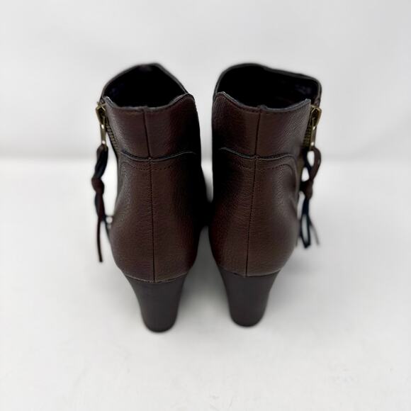 Aerosoles Acrobatic Ankle Boots Brown Block Heel Zip Booties Comfortable 8.5 - Picture 4 of 8